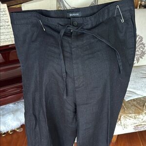 100linen Black Men's Pants